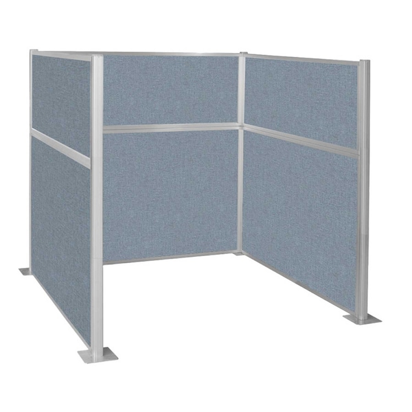 Pre-Configured Hush Panel Cubicle (U Shape) 6' x 6' Powder Blue Fabric